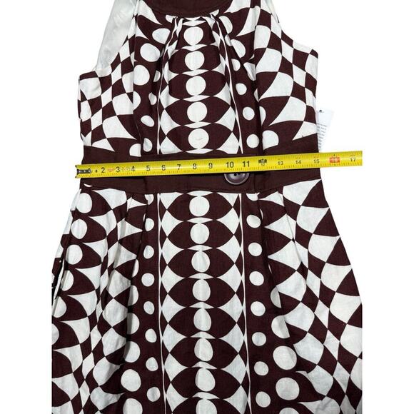 NWT Harold’s Brown White Geometric Print Sleeveless Linen Dress – Size 10 - Picture 5 of 9